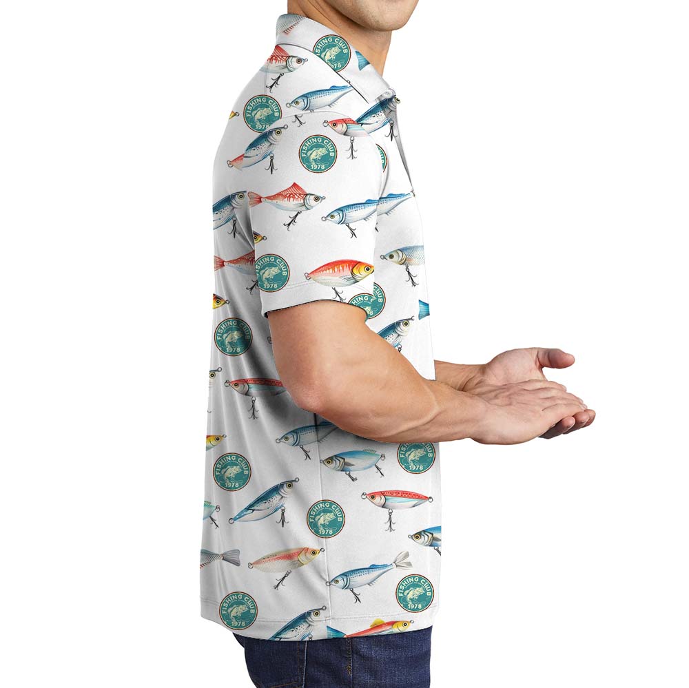 Fishing And Logo Custom Polo Shirt In White