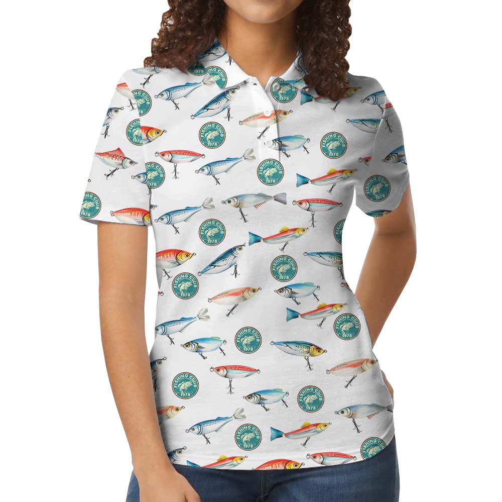 Fishing And Logo Custom Polo Shirt In White