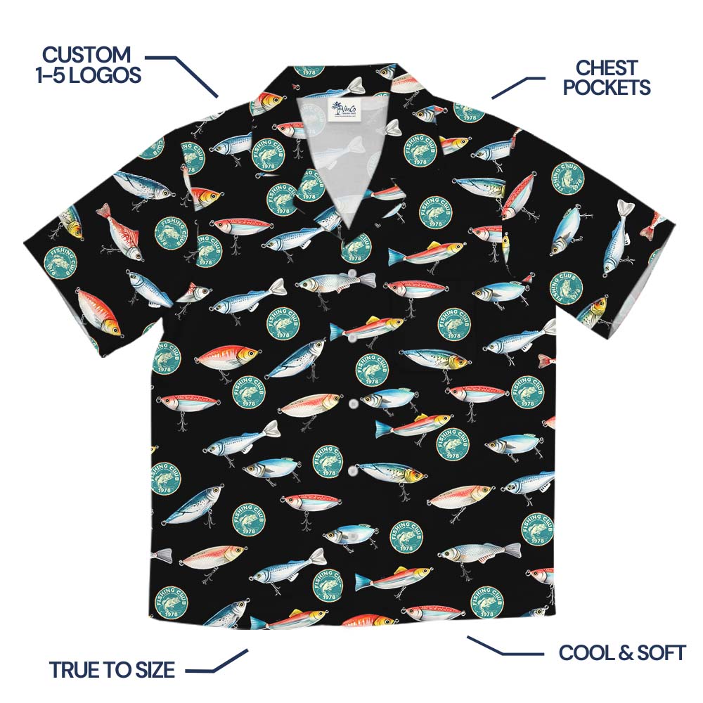 Custom Fishing Logo Club Hawaiian Shirt
