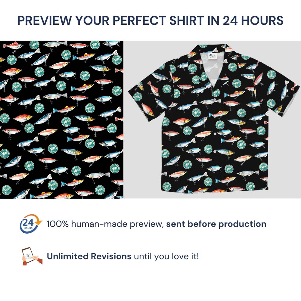 Custom Fishing Logo Club Hawaiian Shirt