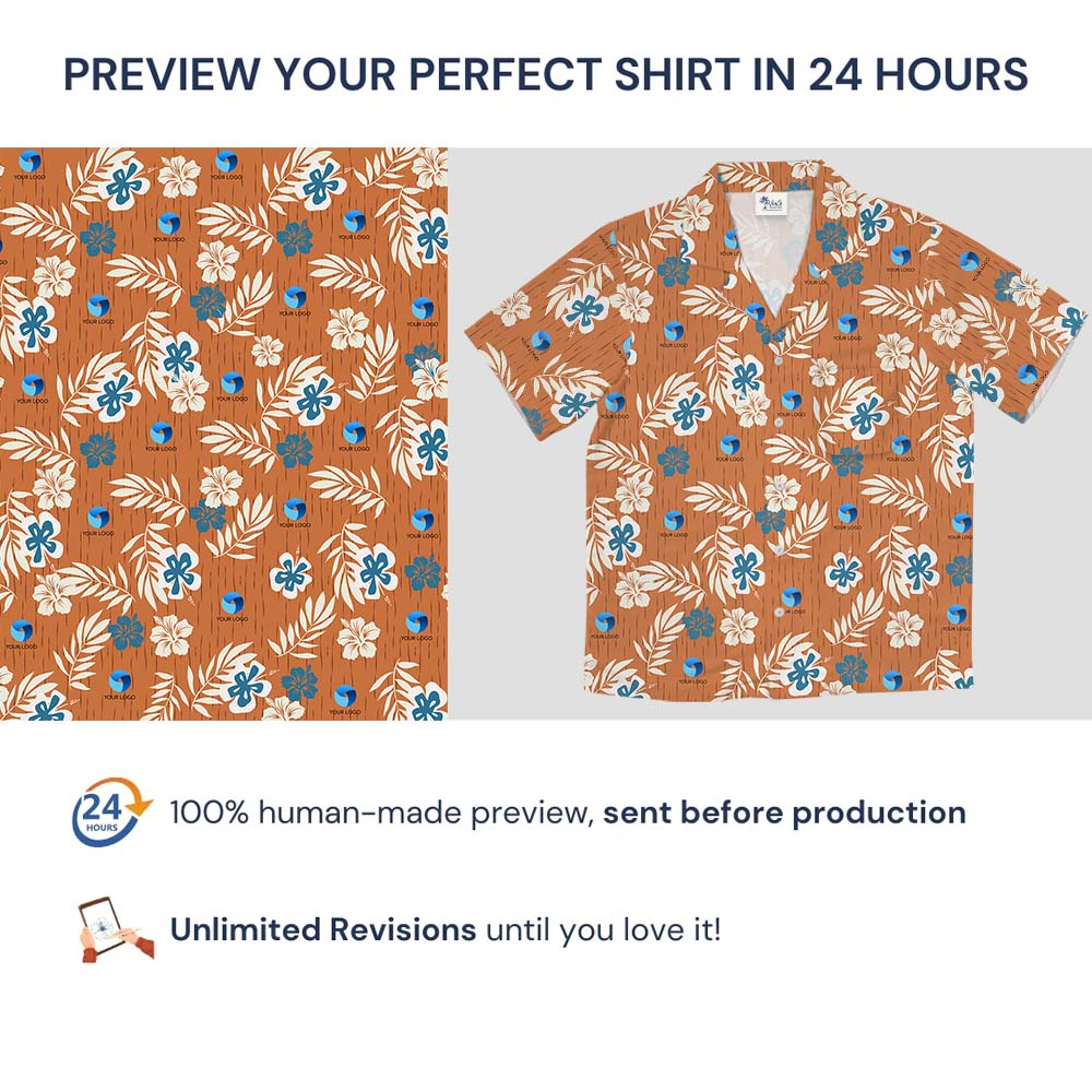 Unique Logo Hawaiian Shirt With Floral Print
