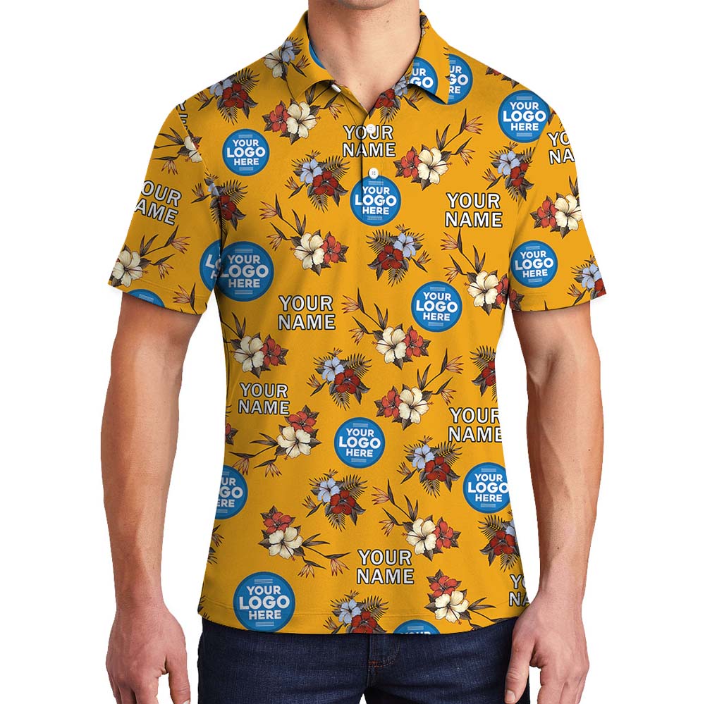 Personalized Logo Floral Polo Shirt In Yellow - variant image 1