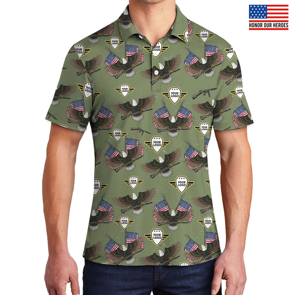 Custom Logo Military Polo Shirt With Eagle Print - variant image 1