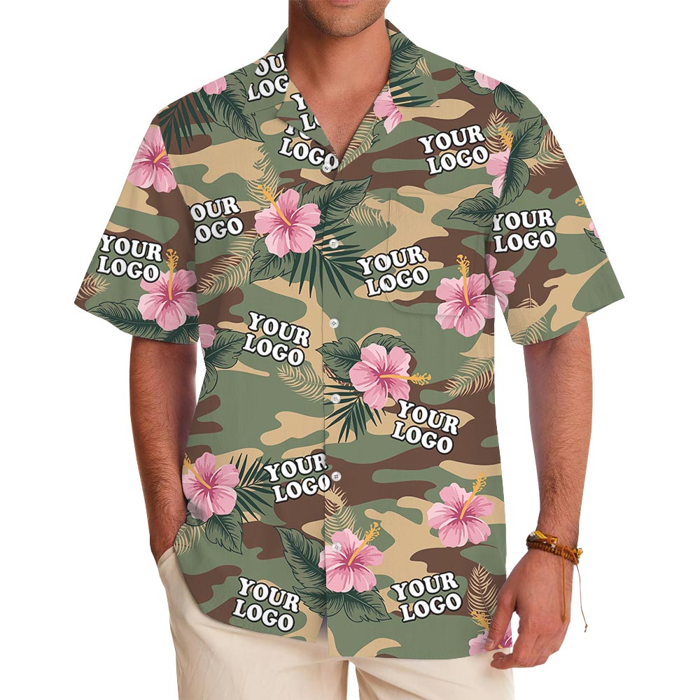 Custom Military Logo Hibiscus Camo Aloha Shirt - variant image 1