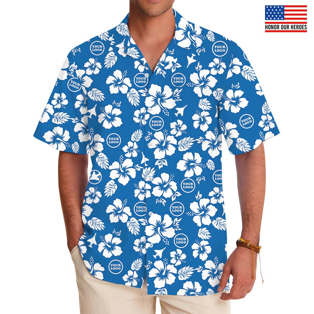 US Air Force Blue Hawaiian Shirt With Custom Logo - variant image 1