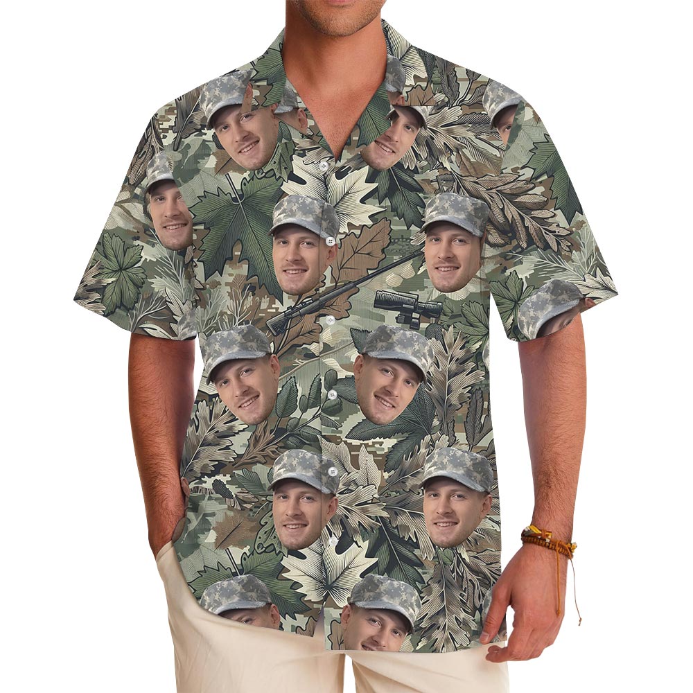 Unique Custom Face Tropical Tactical Hawaiian Shirt - variant image 1