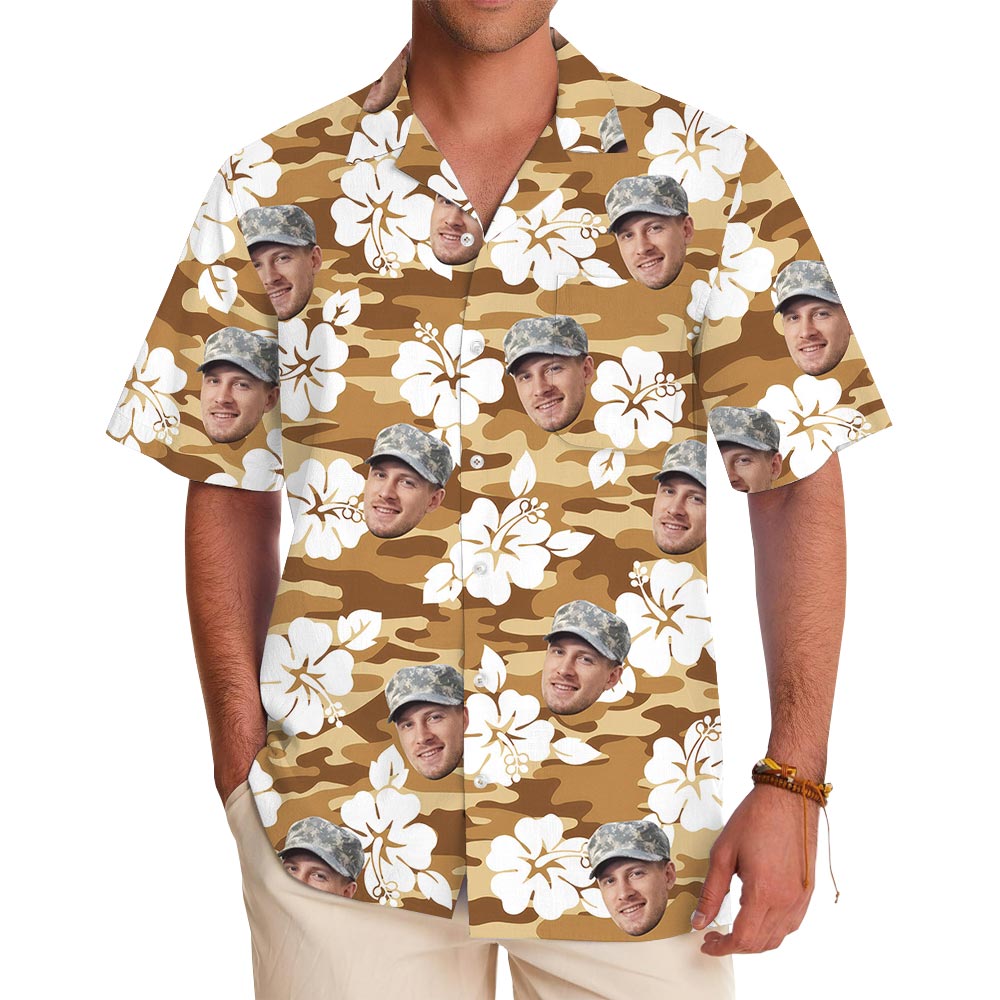 Personalized Soldier Photo Military Camouflage Tropical Shirt - variant image 1