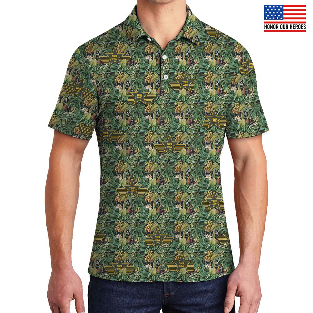 Camo Flora Military Polo Shirt With Custom Logo - variant image 1