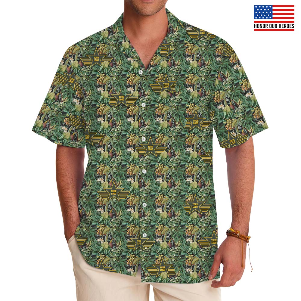 Patriotic Jungle Custom Logo Military Hawaiian Shirt - variant image 1