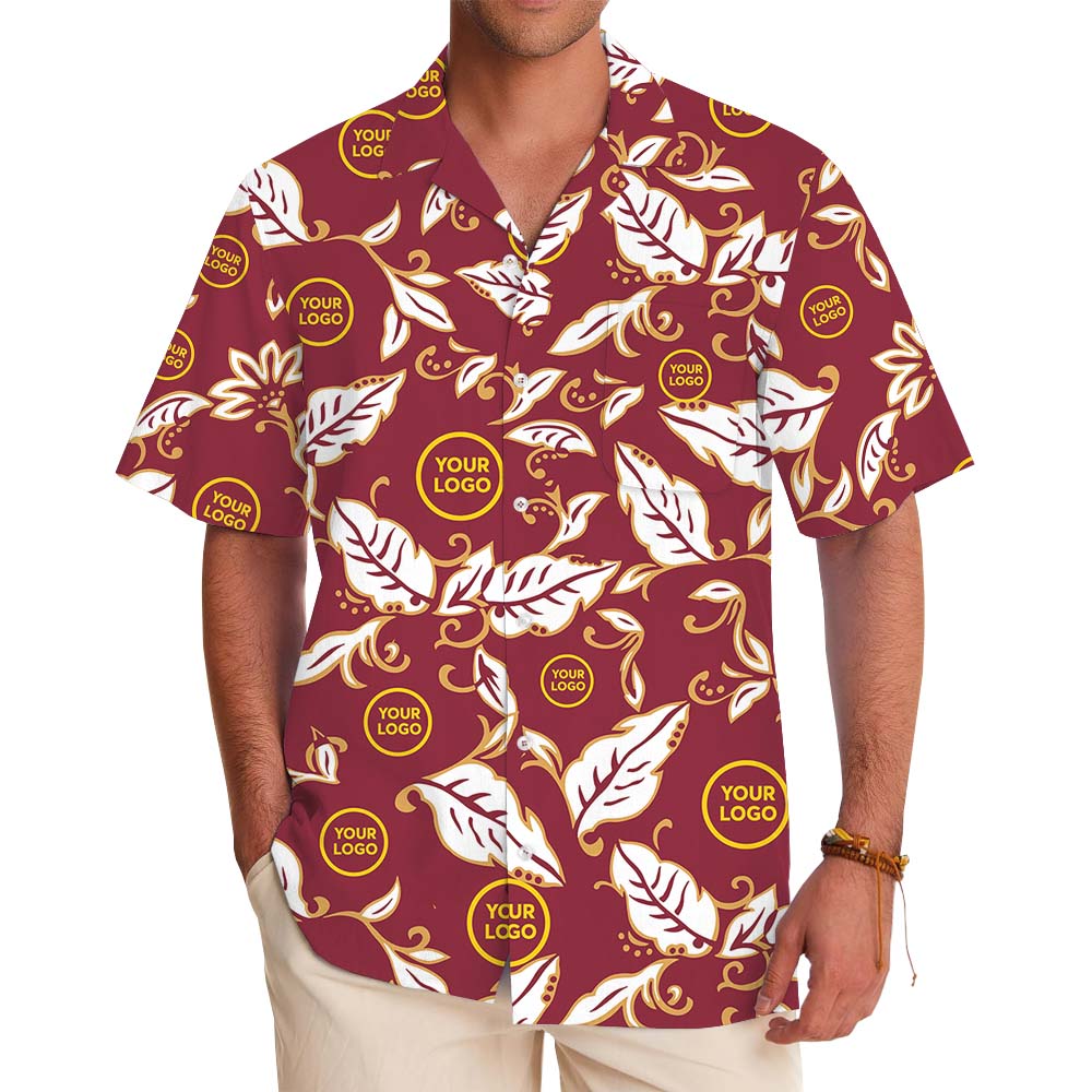 Maroon Majesty Aloha Shirt With Custom Logo - variant image 1
