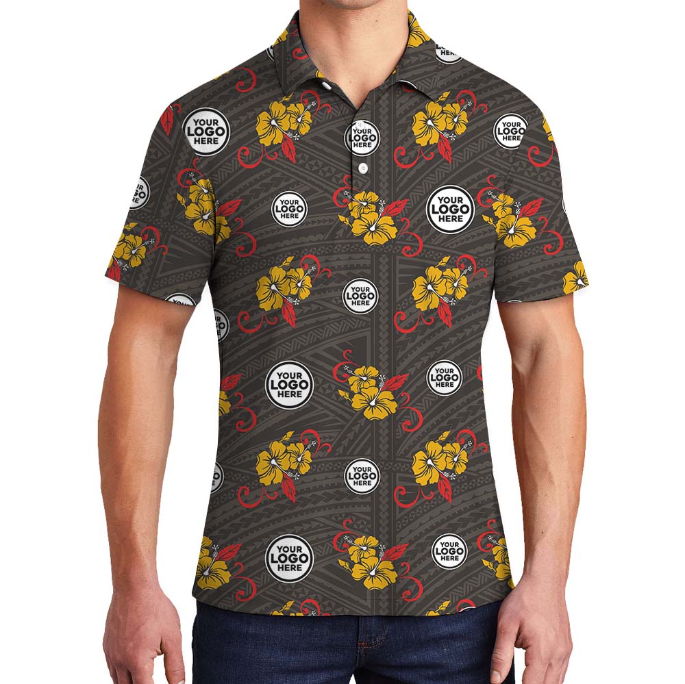 Geometric Hibiscus Custom Logo Polo Shirt For Brand Or Group - variant image 1