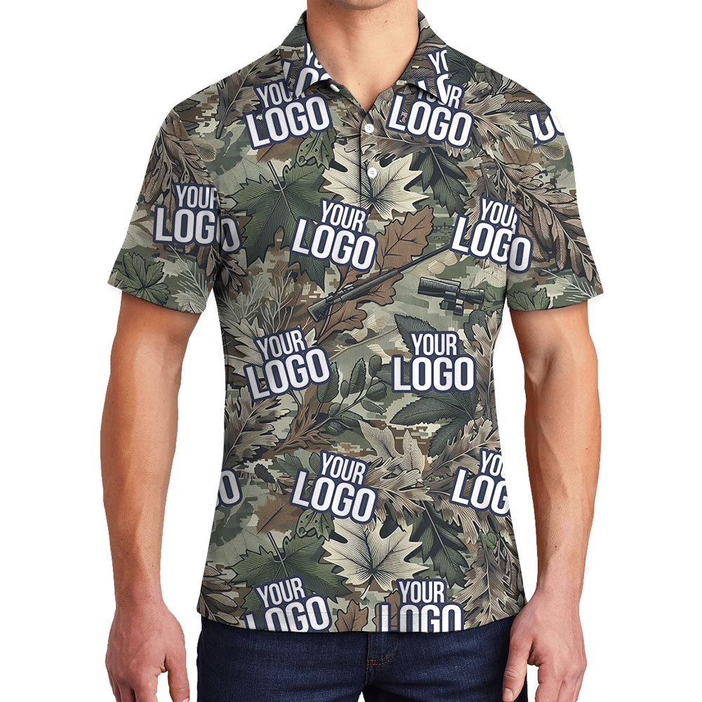Tropical Tactical Hawaiian Polo Shirt With Custom Military Logo - variant image 1