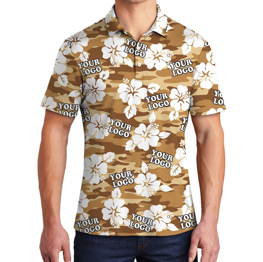 Custom Logo Brown Camouflage Hawaiian Polo For Military Units - variant image 1
