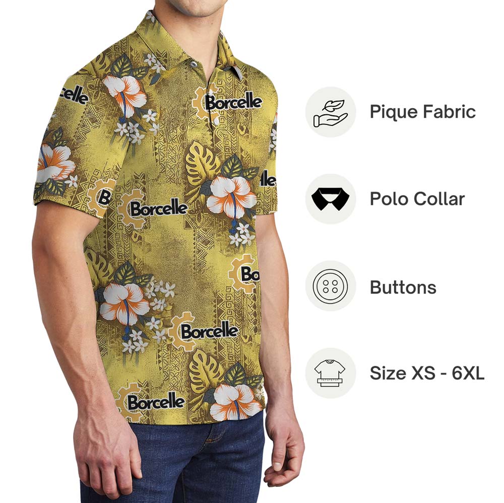 Unique Vintage Custom Logo Yellow Polo Shirt