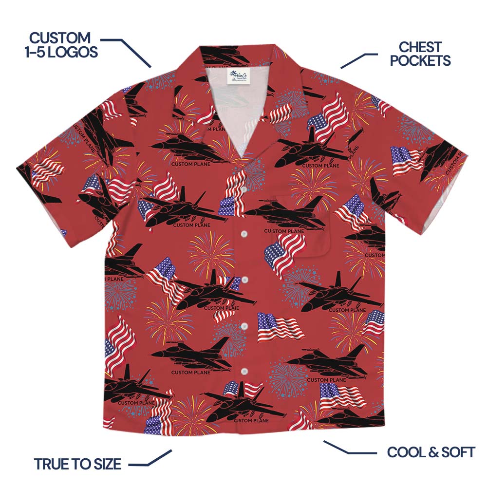 4th Of July Custom Aircraft Hawaiian Shirt