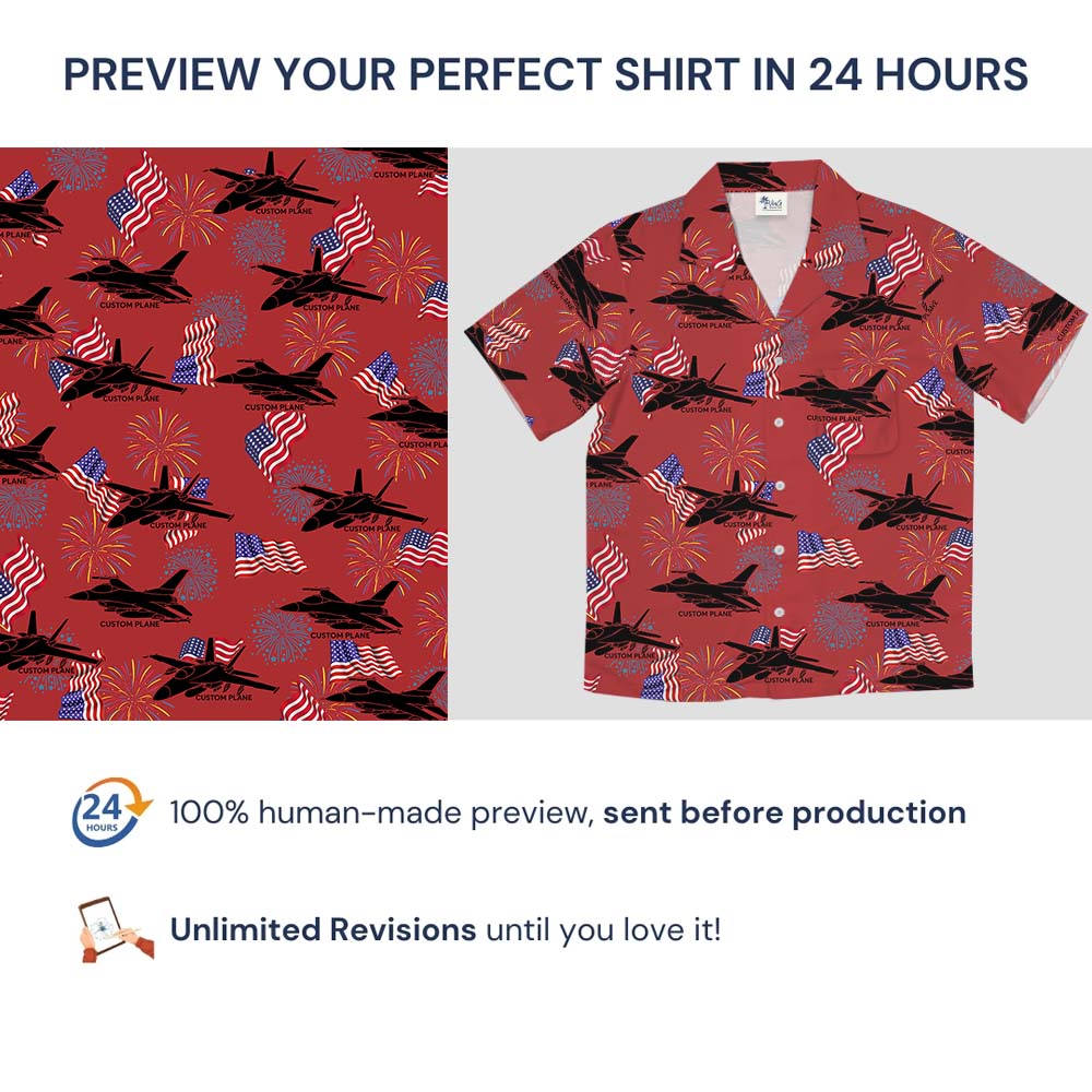 4th Of July Custom Aircraft Hawaiian Shirt