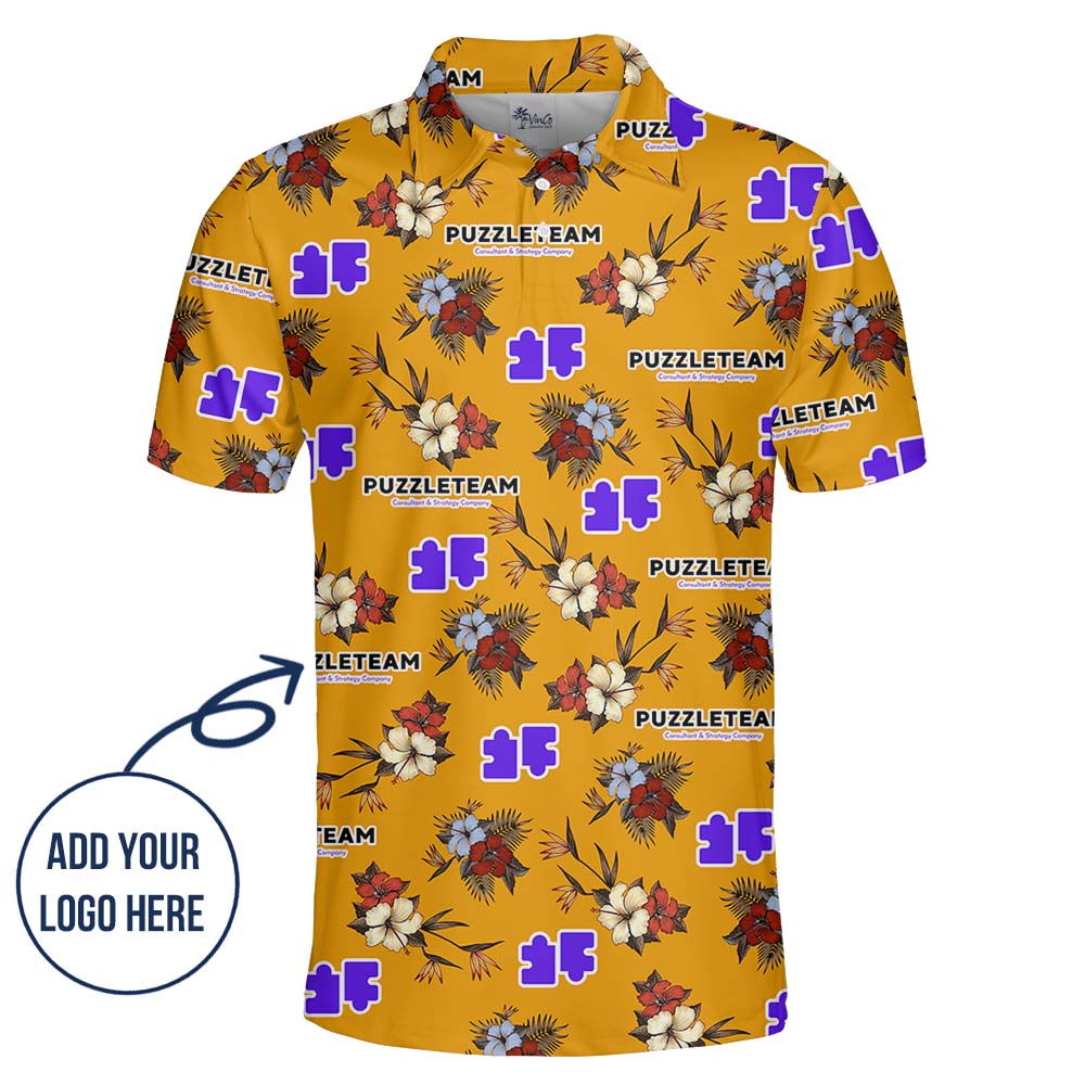 Personalized Logo Floral Polo Shirt In Yellow