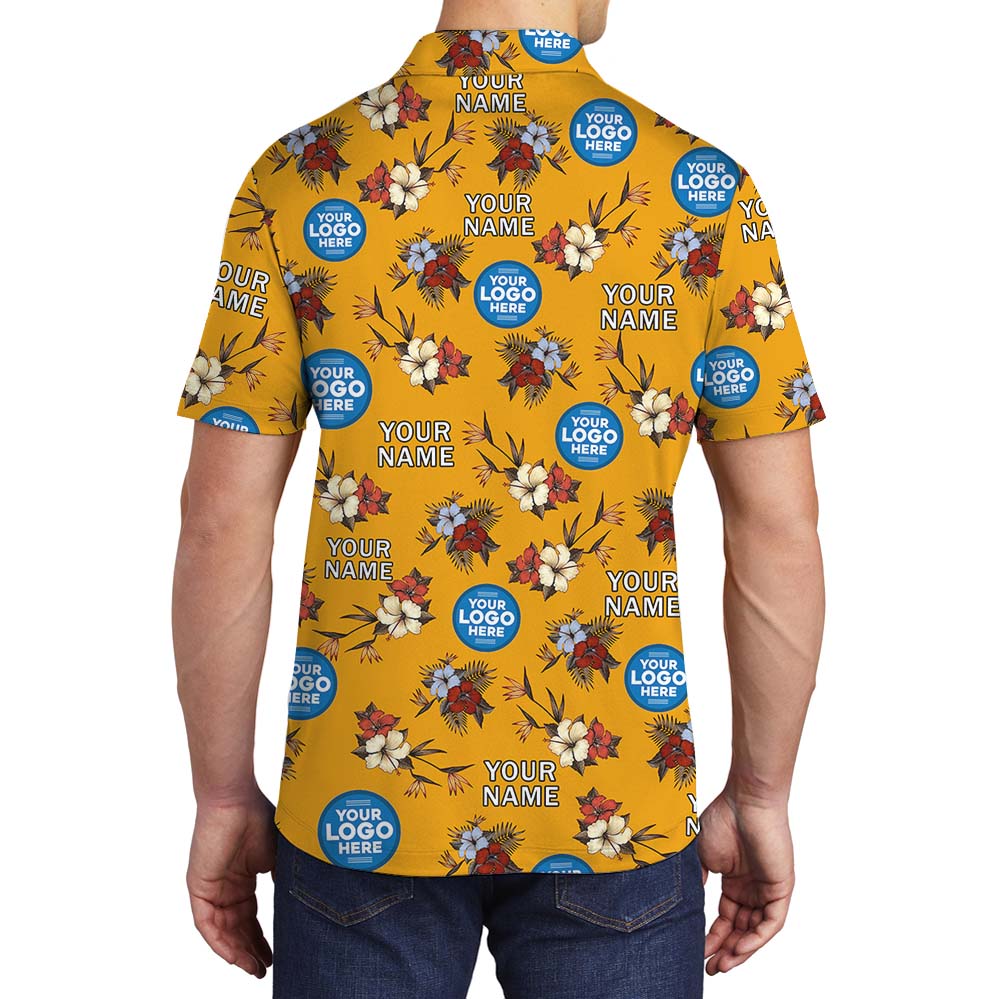 Personalized Logo Floral Polo Shirt In Yellow