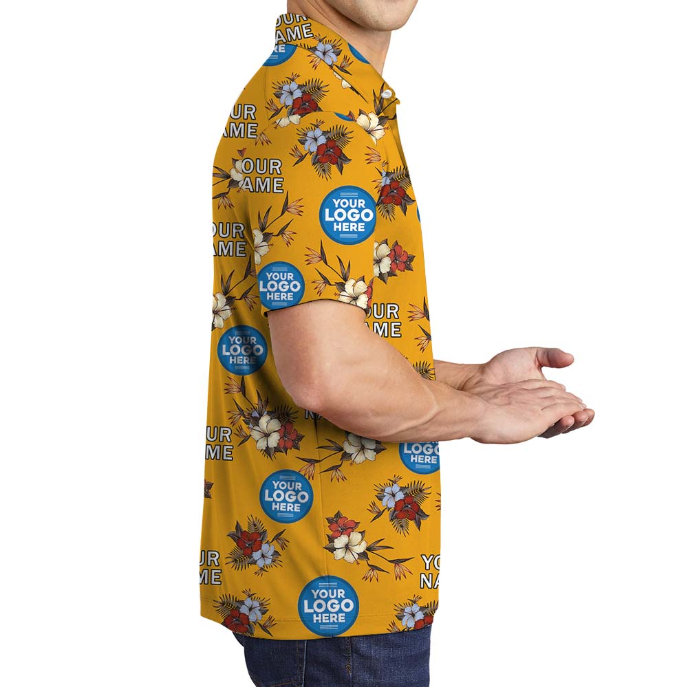 Personalized Logo Floral Polo Shirt In Yellow