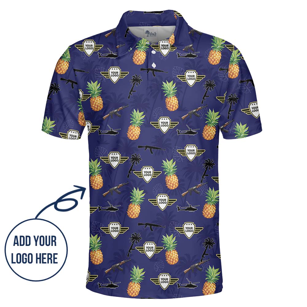 Personalized Tactical Collared Polo Shirt With Pineapple Print