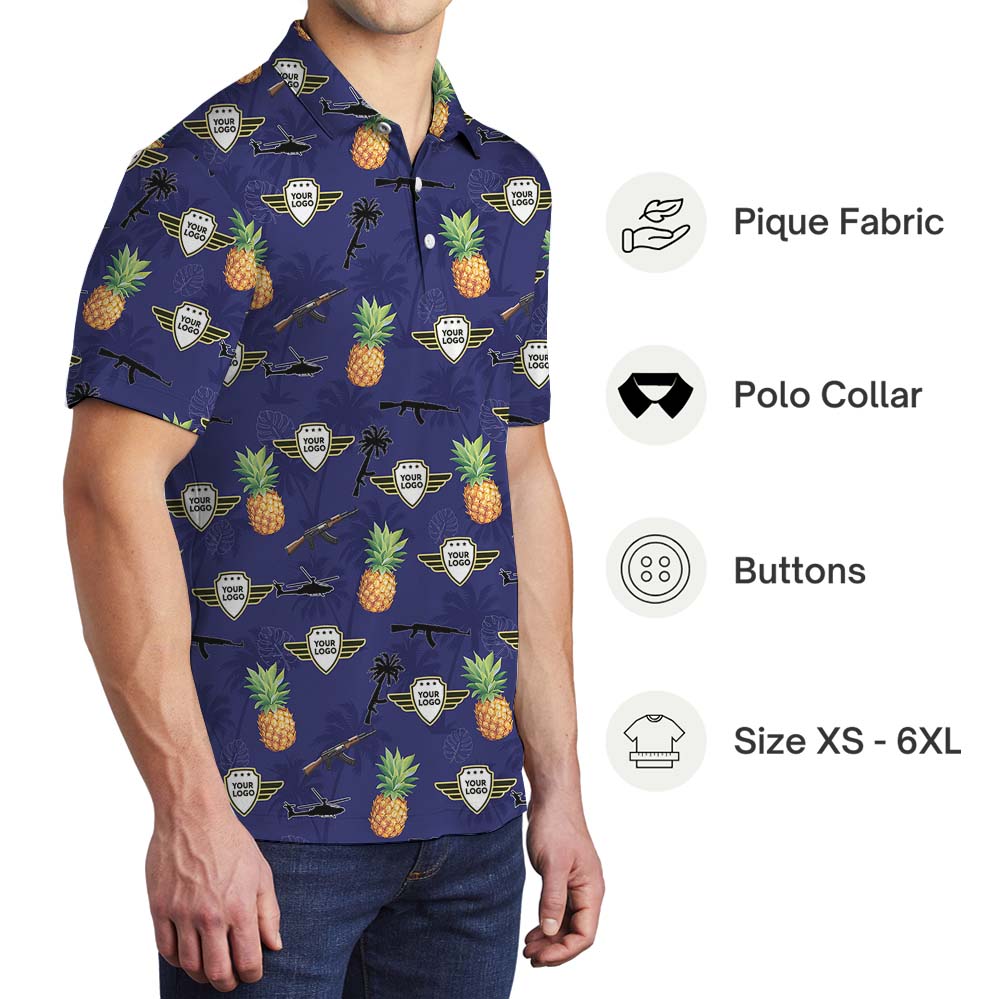 Personalized Tactical Collared Polo Shirt With Pineapple Print