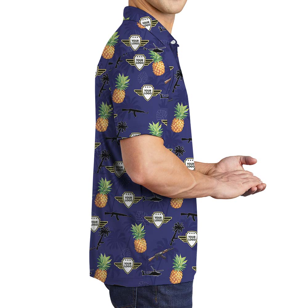 Personalized Tactical Collared Polo Shirt With Pineapple Print