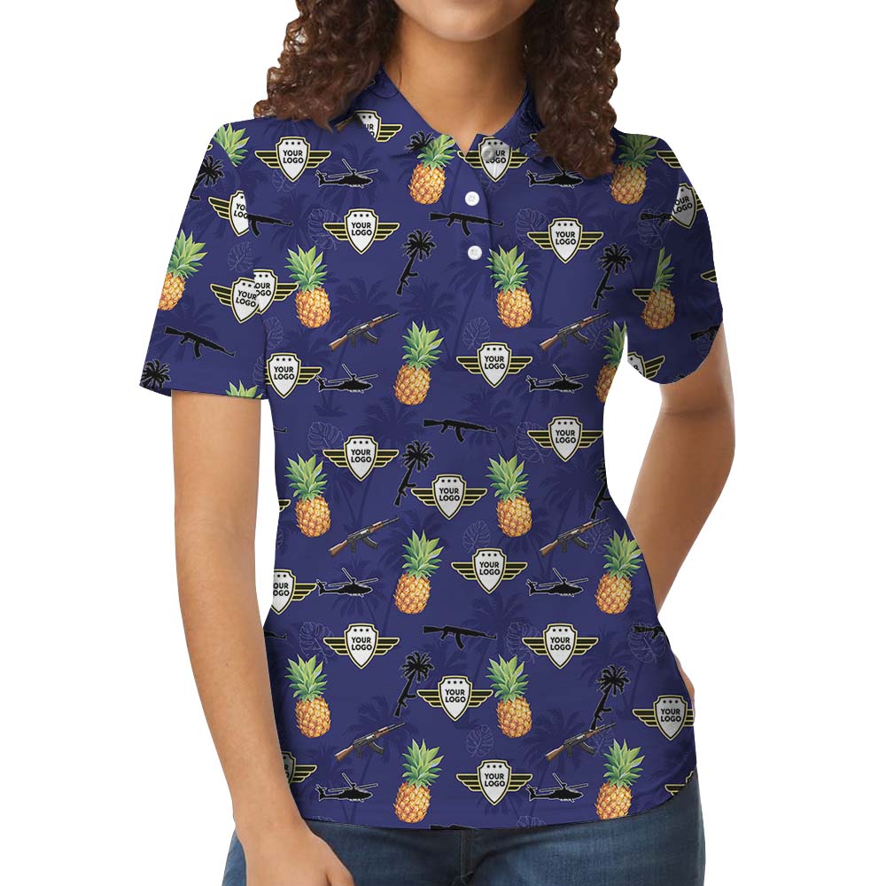 Personalized Tactical Collared Polo Shirt With Pineapple Print