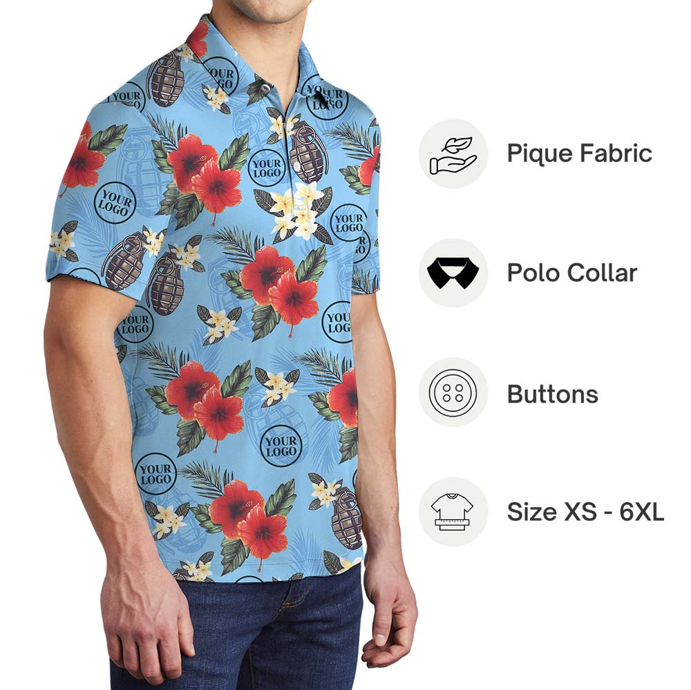 Tactical Tropical Polo Shirt With Custom Logo