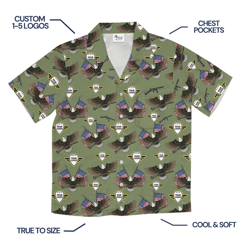 American Eagle Custom Military Hawaiian Shirt With Logo