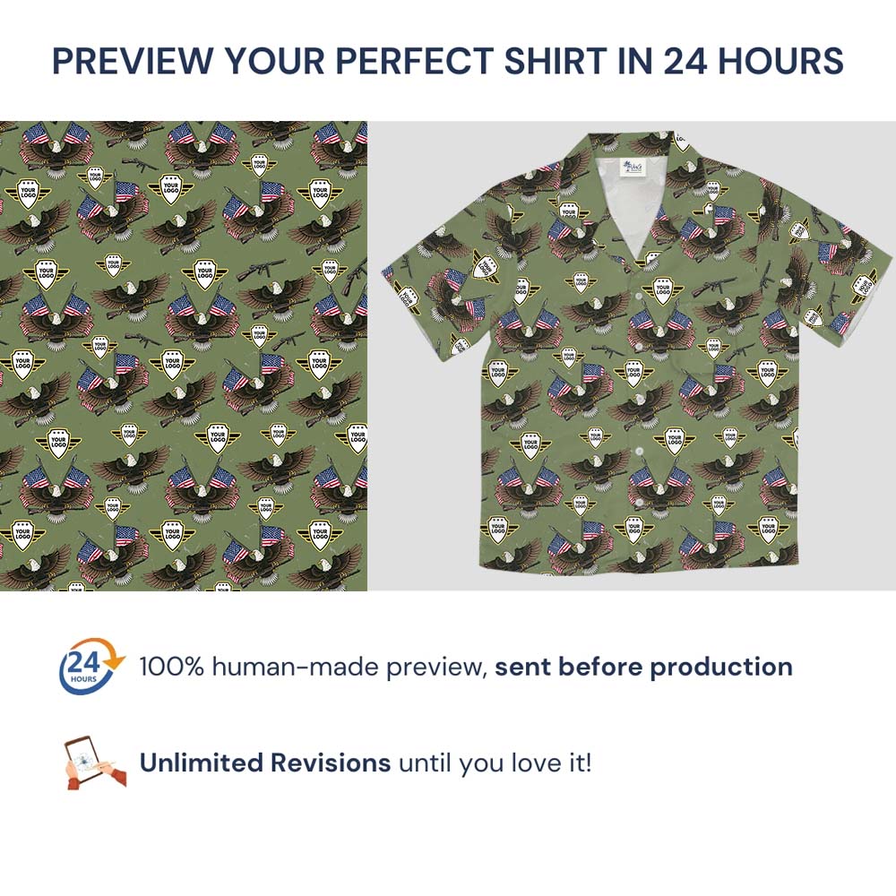 American Eagle Custom Military Hawaiian Shirt With Logo