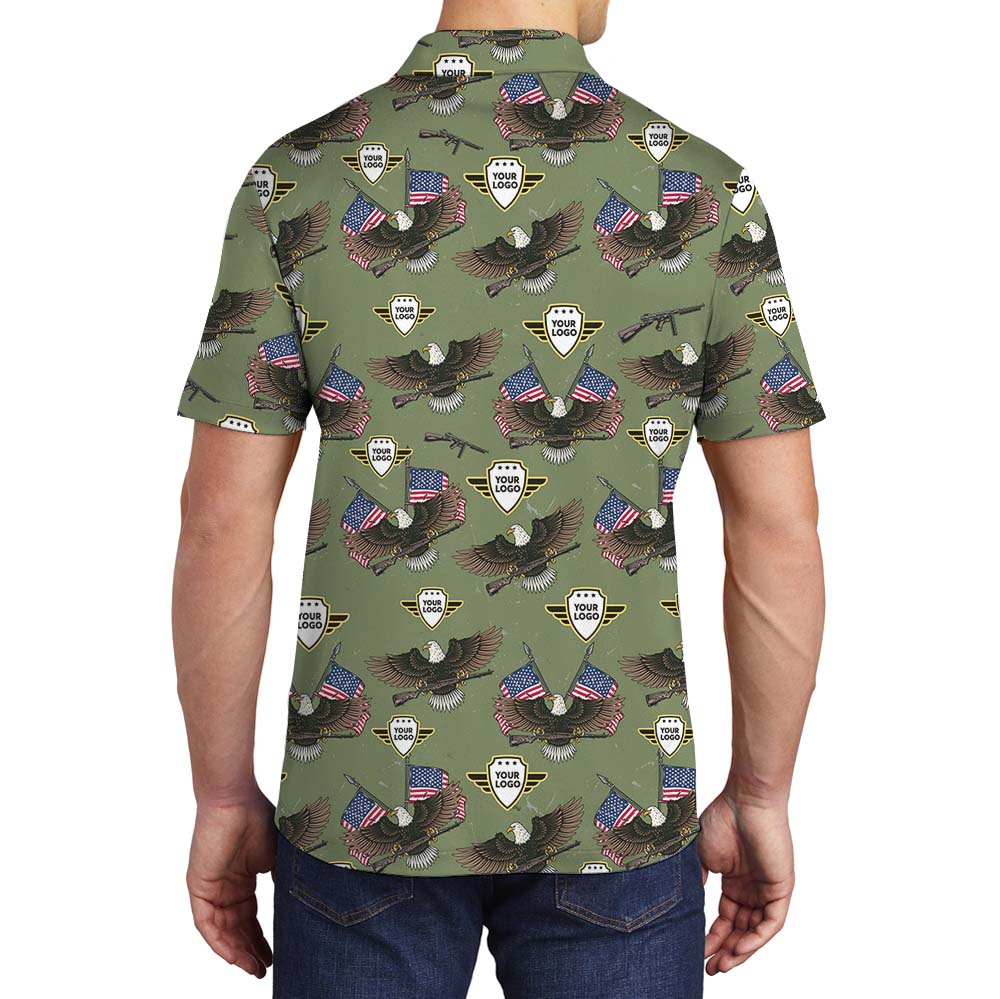Custom Logo Military Polo Shirt With Eagle Print