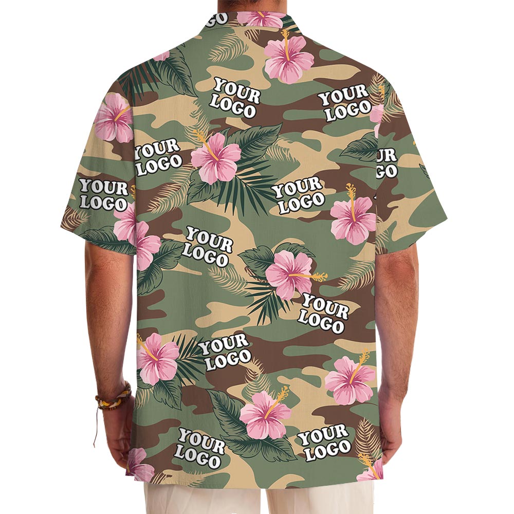 Custom Military Logo Hibiscus Camo Aloha Shirt