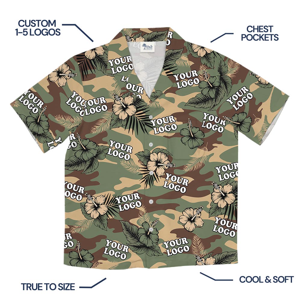 Custom Logo US Army Camouflage Hawaiian Shirt Military