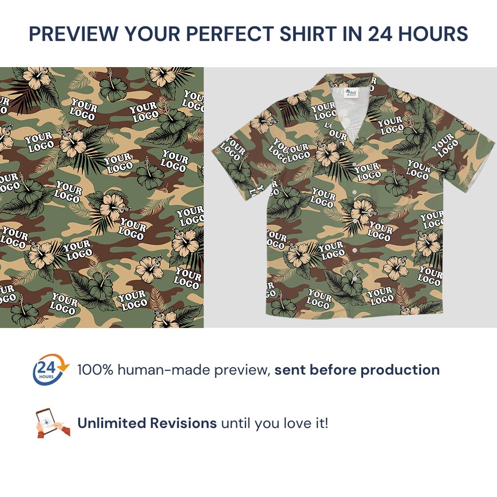 Custom Logo US Army Camouflage Hawaiian Shirt Military