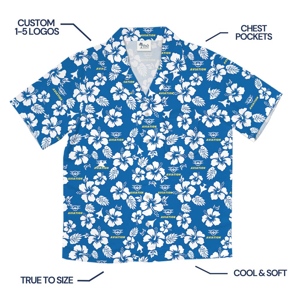 US Air Force Blue Hawaiian Shirt With Custom Logo