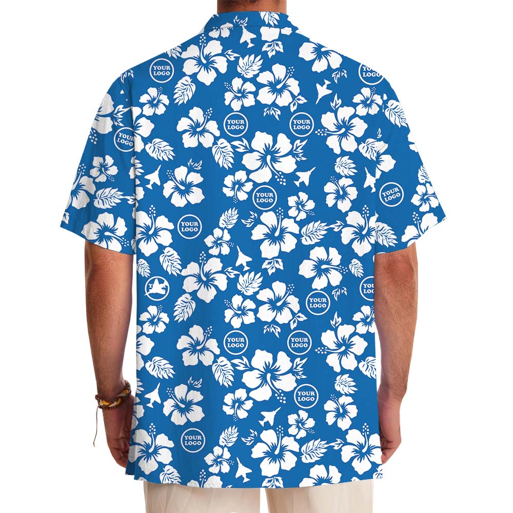 US Air Force Blue Hawaiian Shirt With Custom Logo
