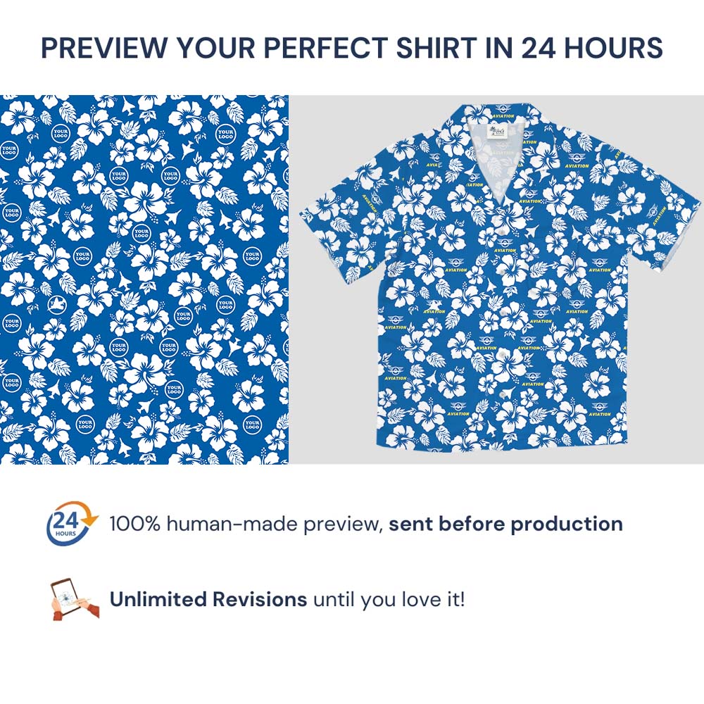 US Air Force Blue Hawaiian Shirt With Custom Logo