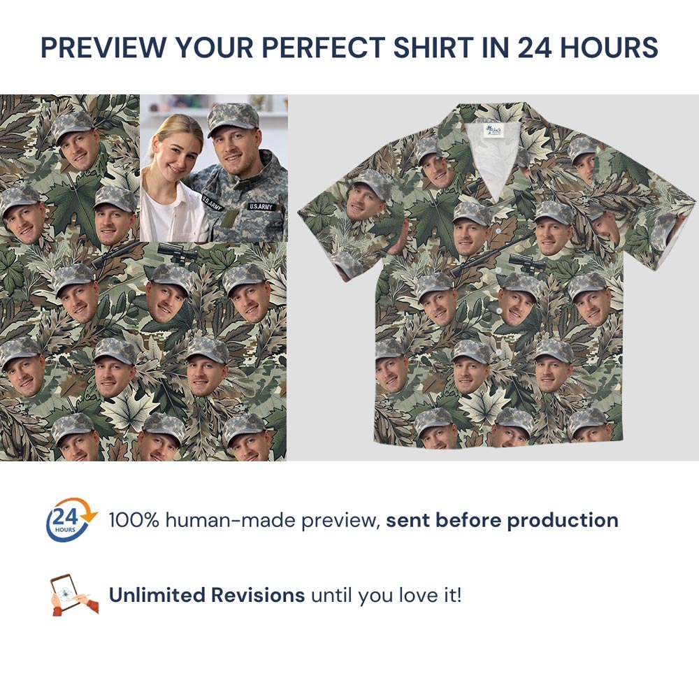Unique Custom Face Tropical Tactical Hawaiian Shirt