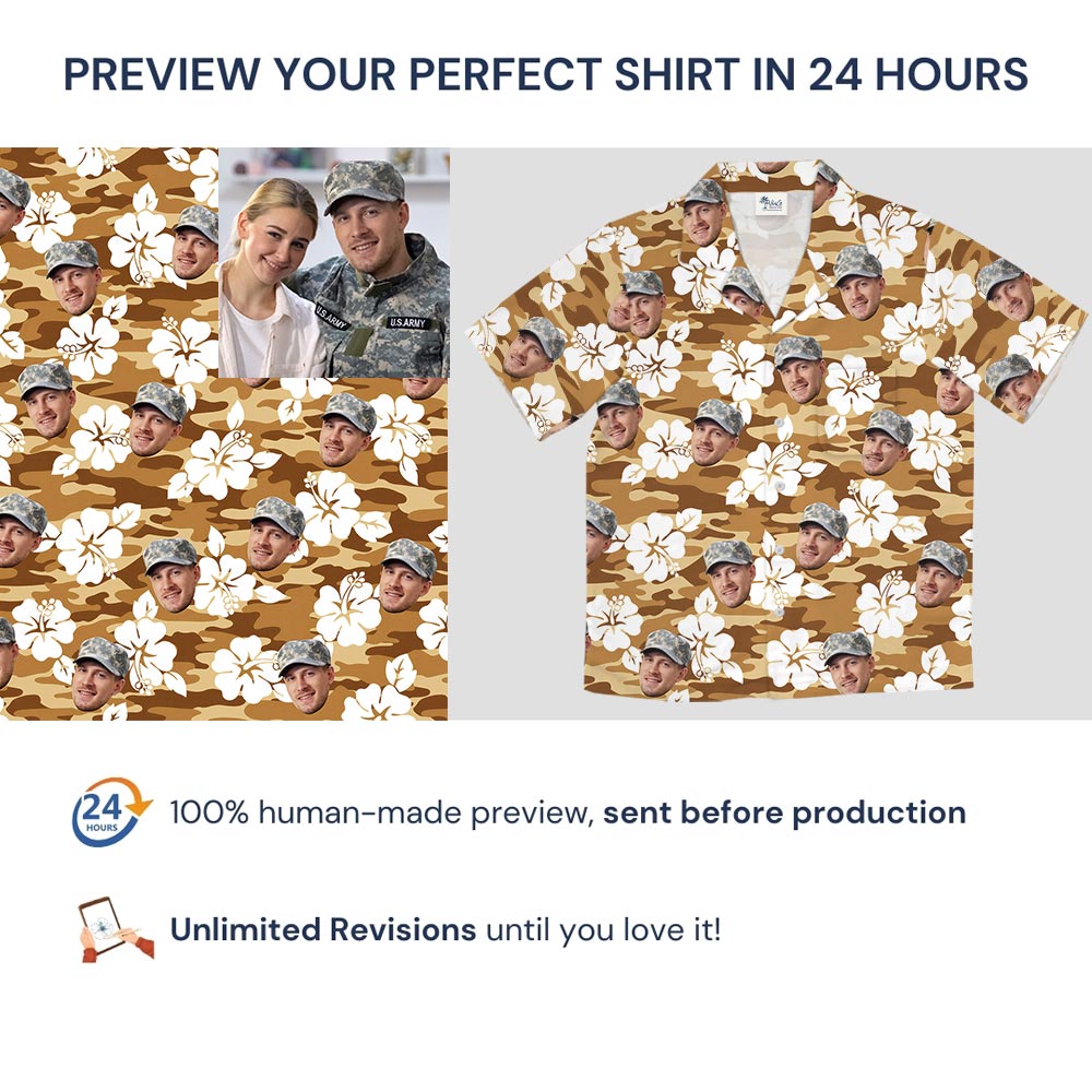 Personalized Soldier Photo Military Camouflage Tropical Shirt