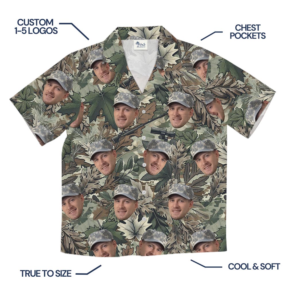 Unique Custom Face Tropical Tactical Hawaiian Shirt