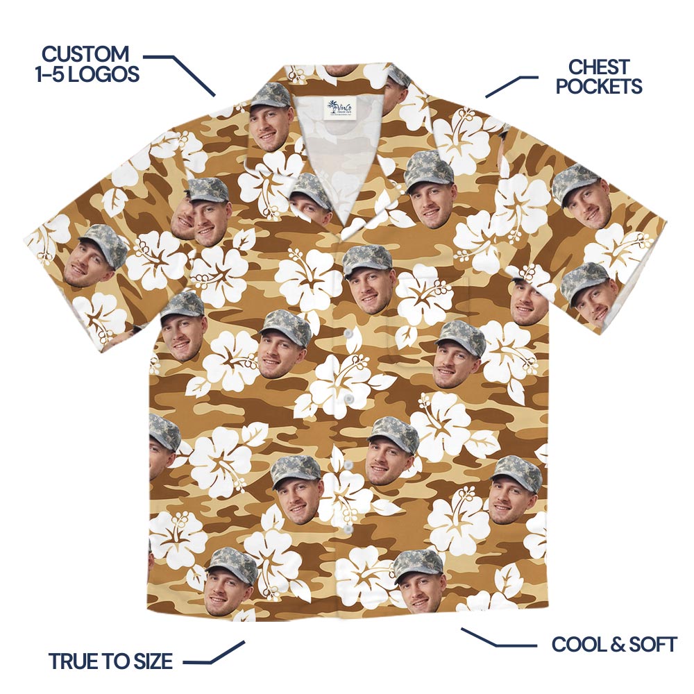 Personalized Soldier Photo Military Camouflage Tropical Shirt