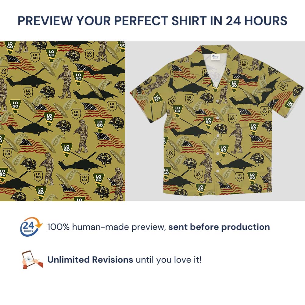 USA Army Hawaiian Shirt With Custom Logo