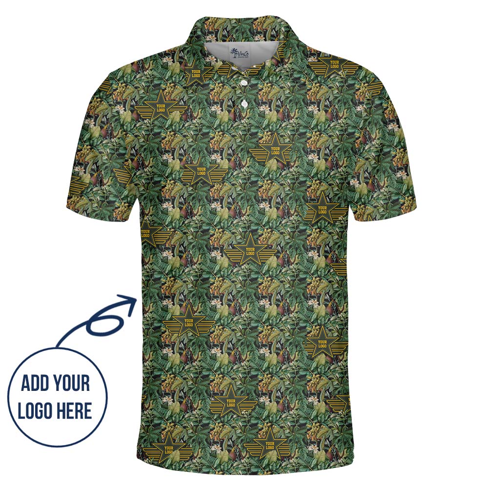 Camo Flora Military Polo Shirt With Custom Logo