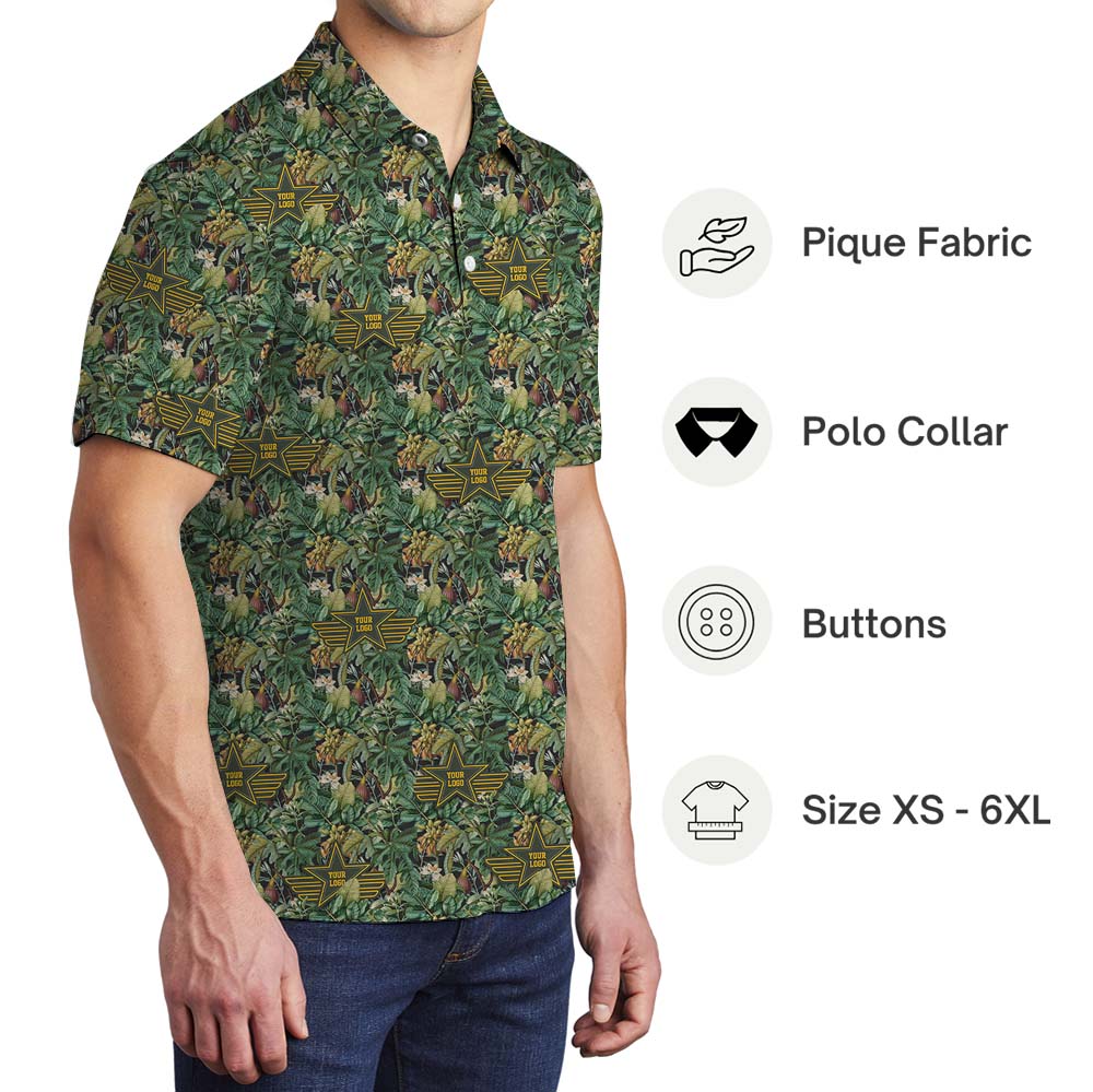 Camo Flora Military Polo Shirt With Custom Logo