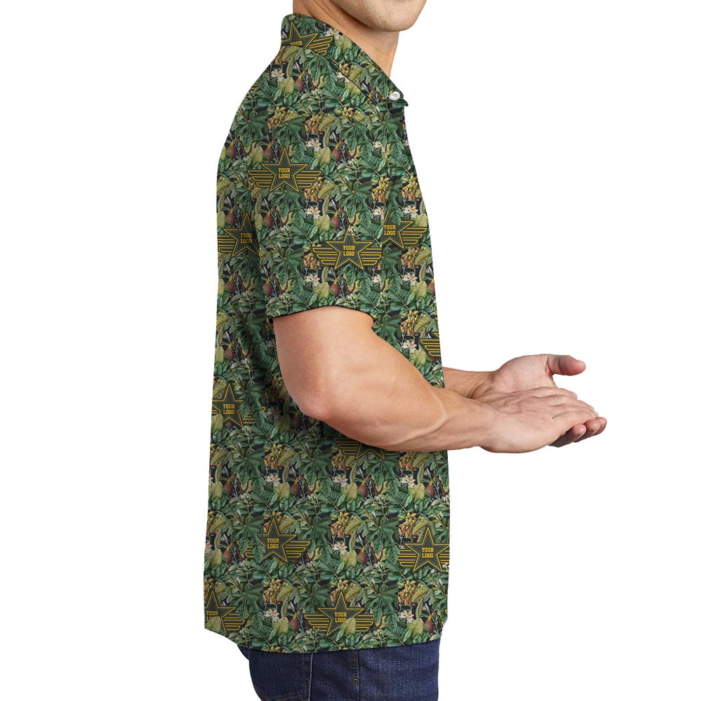 Camo Flora Military Polo Shirt With Custom Logo