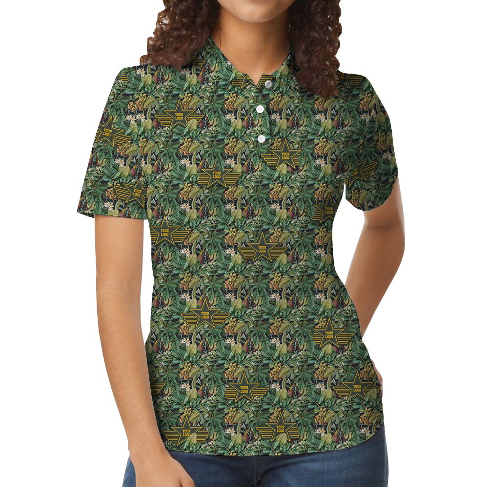 Camo Flora Military Polo Shirt With Custom Logo