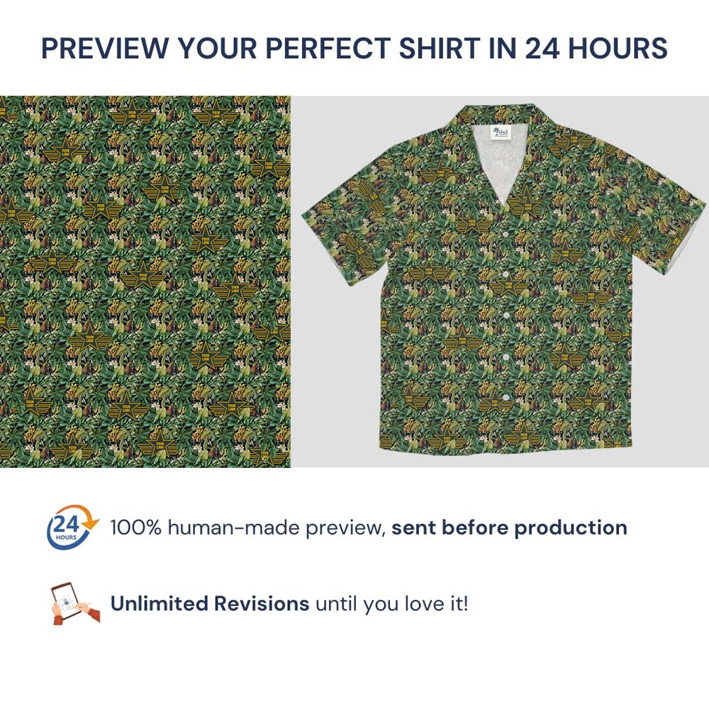 Patriotic Jungle Custom Logo Military Hawaiian Shirt