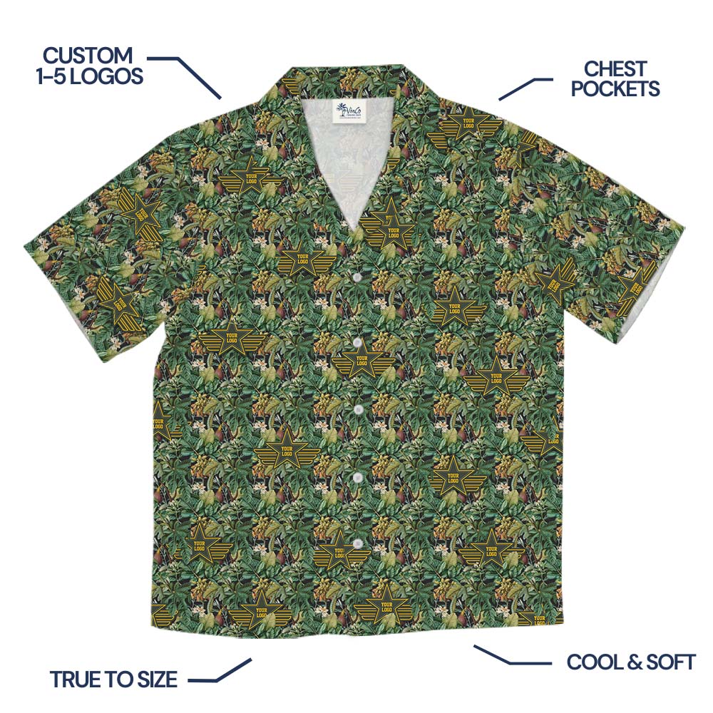 Patriotic Jungle Custom Logo Military Hawaiian Shirt