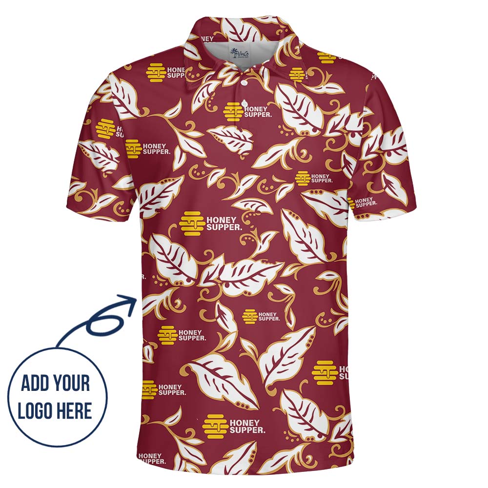 Maroon Blossom Aloha Custom Logo Polo Shirt