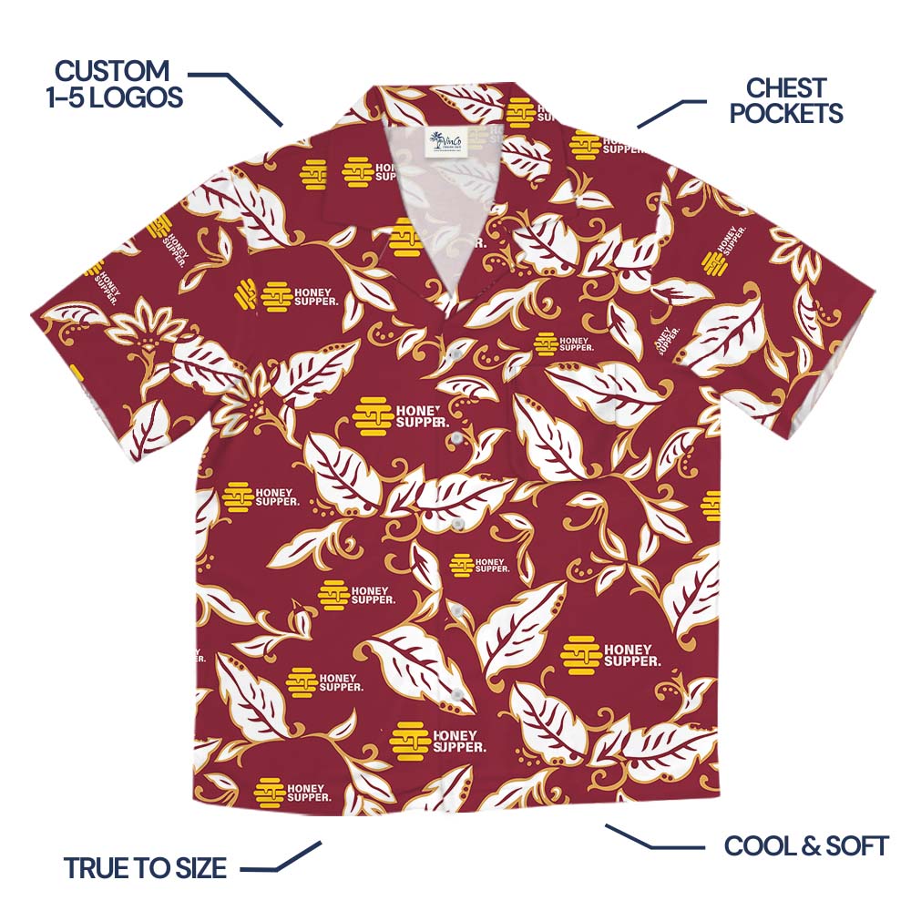 Maroon Majesty Aloha Shirt With Custom Logo